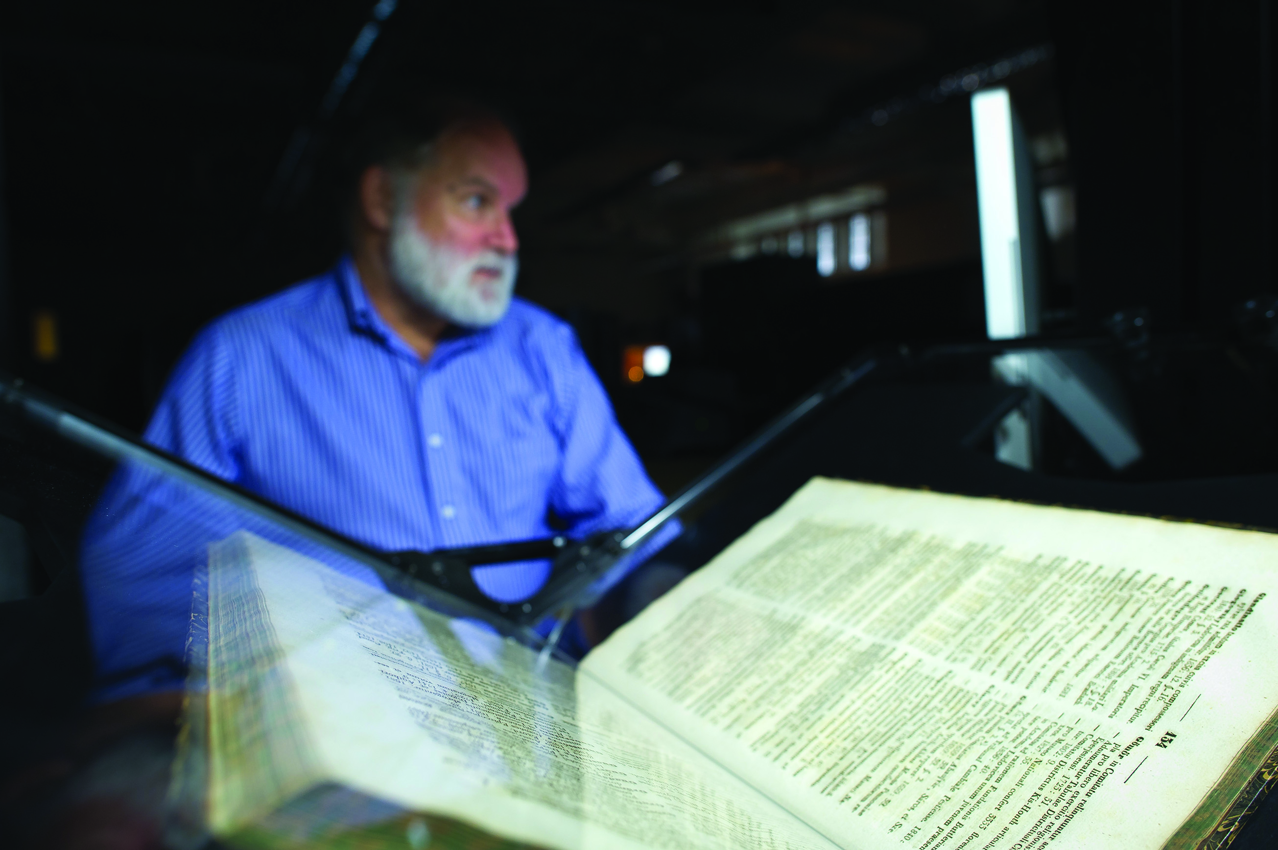 Staff member scanning documents