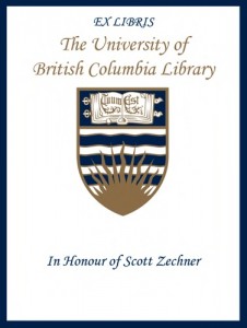 UBC Bookplate for Scott Zechner