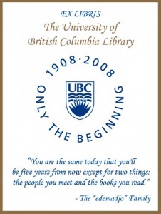 UBC Centenary Bookplate from the “edemadjo” Family
