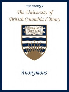 UBC Bookplate from Anonymous