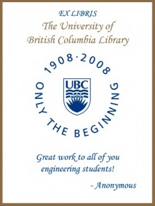 UBC Bookplate from Anonymous