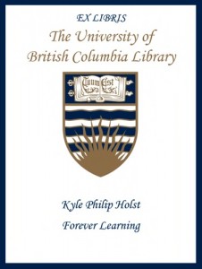 UBC Bookplate for Kyle Philip Holst