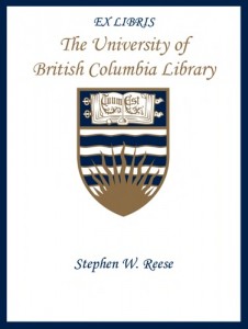 UBC Bookplate Stephen W. Reese