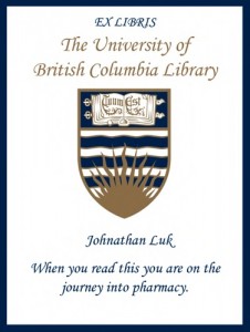 UBC Bookplate for Johnathan Luk
