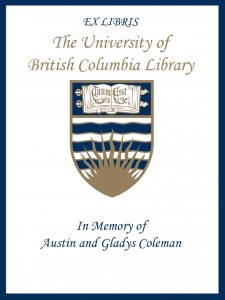 UBC Bookplate from Brian Coleman