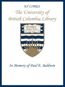 UBC Bookplate from Nadine L. S.   Baldwin