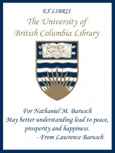 UBC Bookplate from Lawrence Barusch