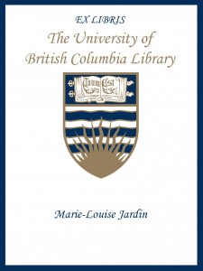 UBC Bookplate from Marie-Louise Jardin