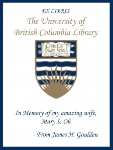 UBC Bookplate from James H. Goulden