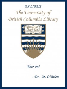 UBC Bookplate from Maureen O’Brien