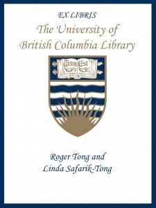 UBC Bookplate from Roger Tong and Linda Safarik-Tong