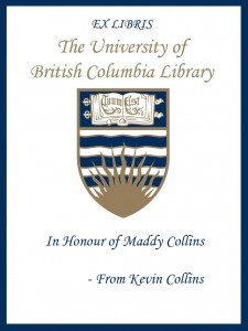 UBC Bookplate from Kevin Collins