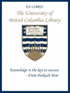 UBC Bookplate from Parkash Brar