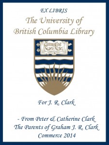 UBC Bookplate from Peter & Catherine Clark