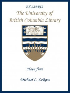 UBC Bookplate from Michael LeRoss