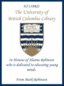 UBC Bookplate from Mark Robinson