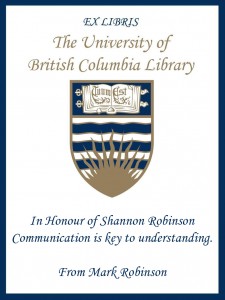 UBC Bookplate from Mark Robinson