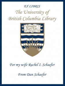 UBC Bookplate from Dan & Rachel Schaefer