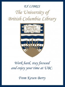 UBC Bookplate for Kevin Berry