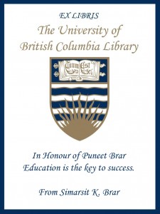 UBC Bookplate from Puneet Brar