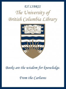 UBC Bookplate from the Carlsons