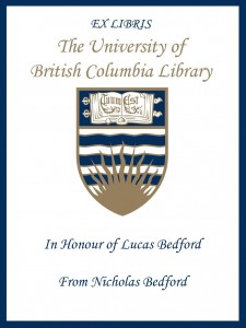 UBC Bookplate from Nicholas Bedford