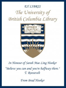UBC Bookplate from Brad Hooker