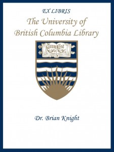 UBC Bookplate from Dr. Brian Knight