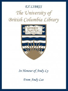 UBC Bookplate for Andy Lee