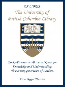 UBC Bookplate from Roger Therrien