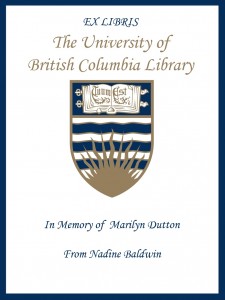 UBC Bookplate from Nadine L. S. Baldwin