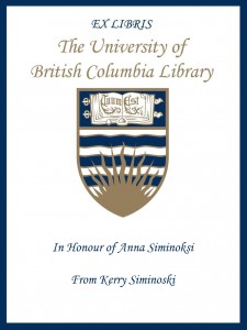 UBC Bookplate from Kerry Siminoski