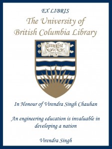UBC Bookplate from Vivendra Singh