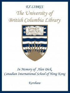 UBC Bookplate from Kershaw for Alan Dick
