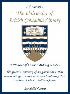 UBC Bookplate from Randall O’Brien