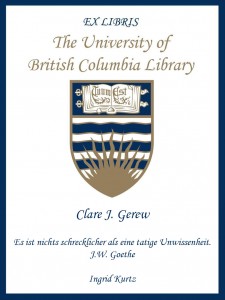 UBC Bookplate from Ingrid Kurtz
