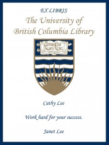 UBC Bookplate from Janet Lee