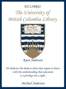 UBC Bookplate from Michael Anderson