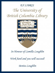 UBC Bookplate from Benita Loughlin