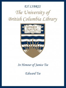 UBC Bookplate from Edward Tse