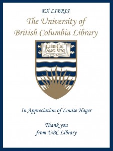 UBC Bookplate from UBC Libraries