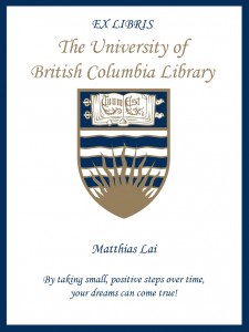 UBC Bookplate from Jenny Au-Yeung