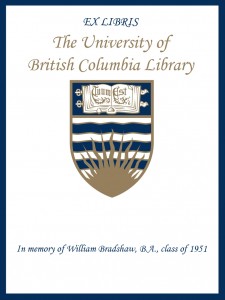 UBC Bookplate from Tom Bradshaw