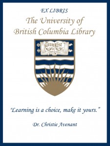 UBC Bookplate from Dr. Christie Avenant