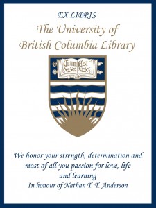 UBC Bookplate from Renee Anderson