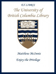 UBC Bookplate for Matthew McInnis