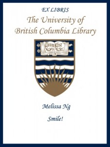UBC Bookplate for Melissa Ng