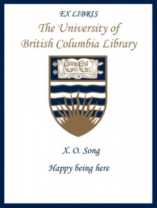 UBC Bookplate – X. O. Song