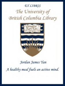 UBC Bookplate for Jordan James Yan