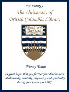 UBC Bookplate for Nancy Youm